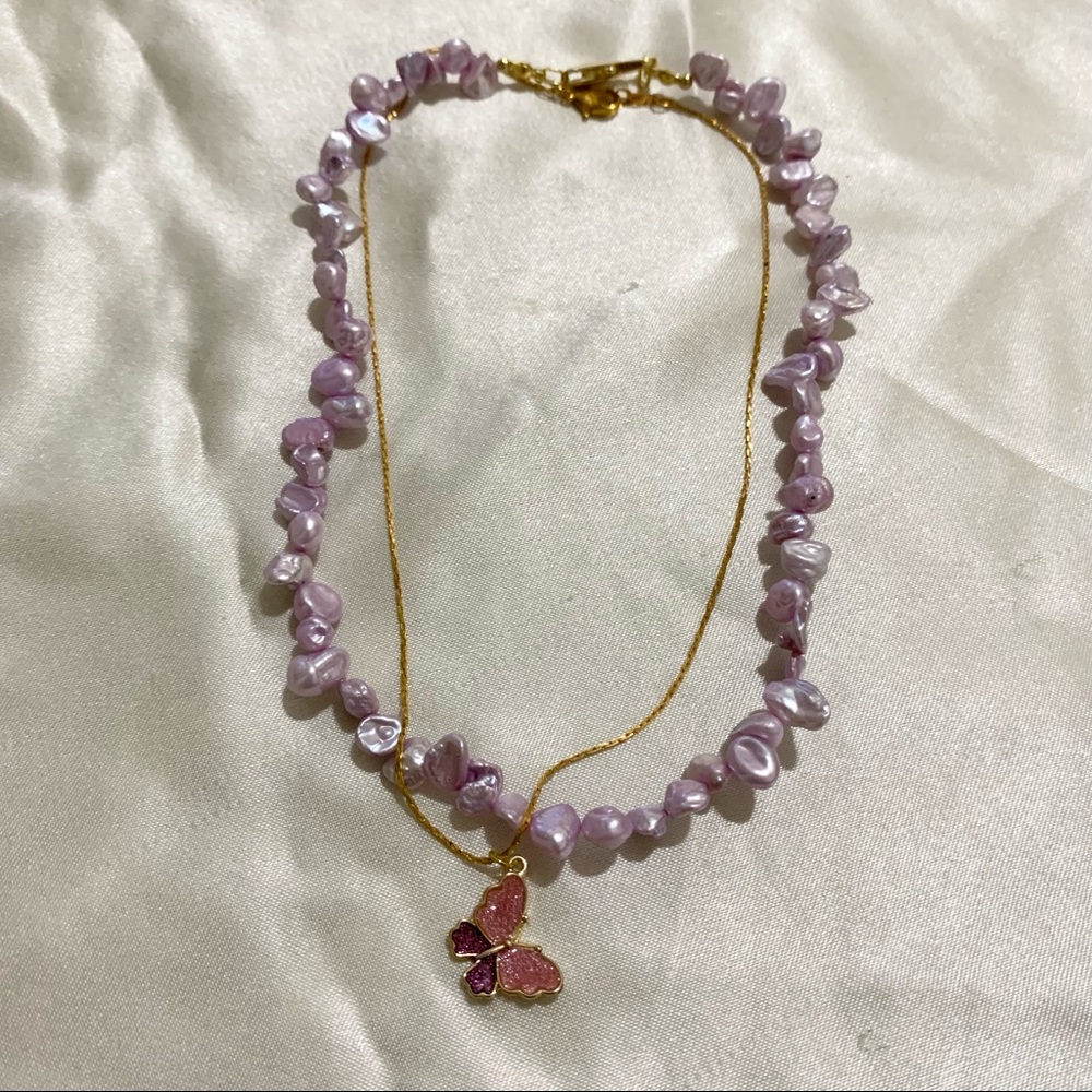 Fresh water pearl with butterfly charm 🦋